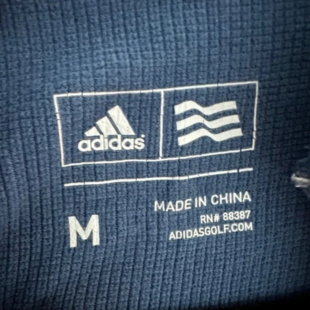 Adidas Golf Men's Blue 3 Stripe Quarter Zip Long Sleeve Pullover Shirt Medium‎